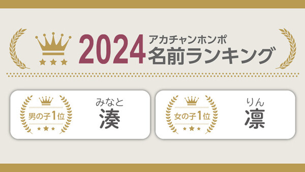 2024年生まれの赤ちゃんの名前ランキング、男の子1位は「湊(みなと)」、女の子は?【アカチャンホンポ調査】