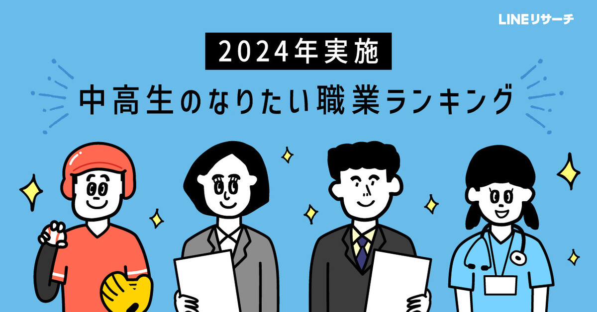 LINEリサーチ 全国の中高生を対象になりたい職業に関する調査を実施。いまどきの中高生がなりたい職業は!?