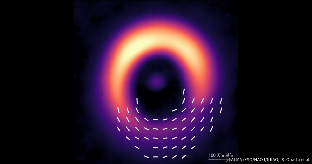 アルマ望遠鏡、原始惑星系円盤の磁場の構造や強度の観測に初成功