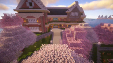 満開の桜が咲き誇る島と豪邸をマイクラで建ててみた！ ギミックたっぷりの内装など見どころがたくさん