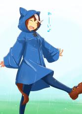雨の日でも外に行きたい！ レインコートを着ている女の子キャラクターのイラスト集