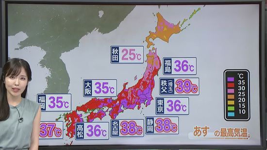 【あすの天気】東日本を中心にさらに気温が上がり…危険な酷暑に
