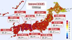 【天気】東海と西日本は広く35℃以上に…名古屋と大阪は38℃、京都は39℃予想