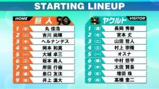 【スタメン】巨人・坂本勇人が6番サード　ヤクルトの山田哲人は3番セカンド