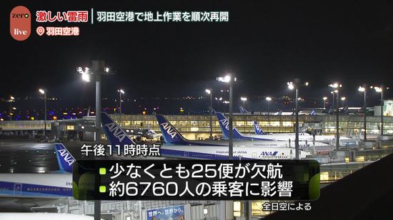 羽田空港、地上での作業を順次再開　活発な積乱雲遠ざかる