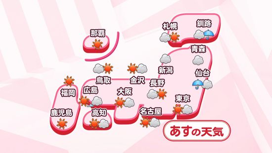 【あすの天気】東北、台風接近で太平洋側中心に雨　東海～沖縄は強い日差しに