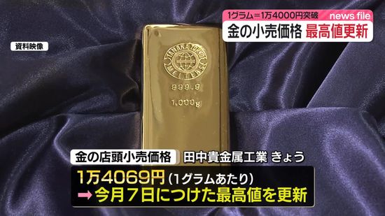 金の店頭小売価格　最高値更新