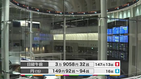 日経平均3万9058円32銭　午前終値