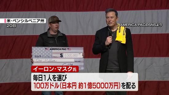 トランプ氏支持のイーロン・マスク氏“毎日1人に約1.5億円の報奨金”　米・大統領選