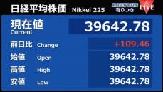 日経平均　前営業日比109円高で寄りつき