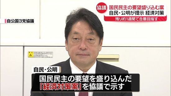 “新たな経済対策”　自公…国民民主の要望盛り込む案示す　維新とも協議