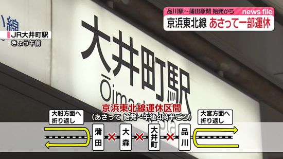 JR京浜東北線、17日一部区間で運休　始発～午後4時半ごろまで　大井町駅で線路切り替え工事