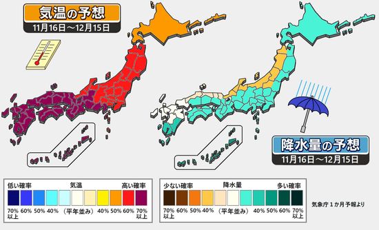 【1か月予報】高温傾向は続くが寒い時期も