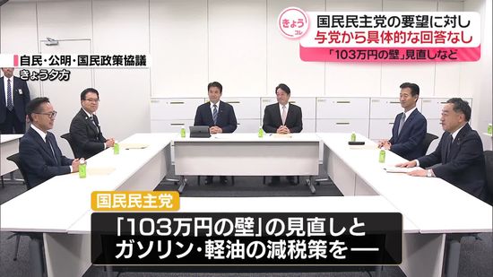 ｢103万円の壁｣見直しなどの明記 　国民民主の要望に与党から具体的な回答なし　