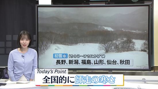 【天気】日中は太平洋側を中心に冬晴れ、全国的に師走の寒さ