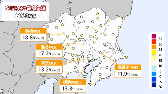 東京は天気の回復遅れ、師走の寒さ　関東北部は気温上昇“小春日和”に