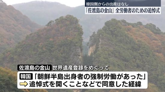 「佐渡島の金山」全労働者のための追悼式　韓国側からの出席はなし