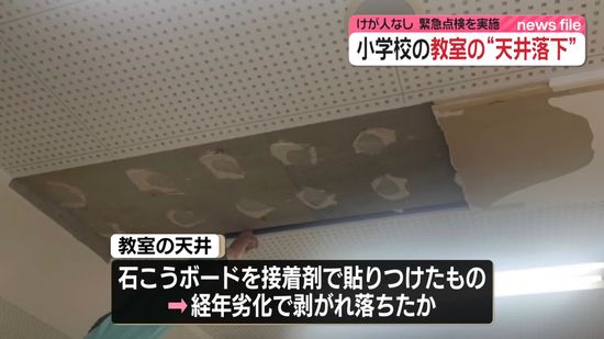 足立区立小学校で天井落下　けが人なし　緊急点検を実施