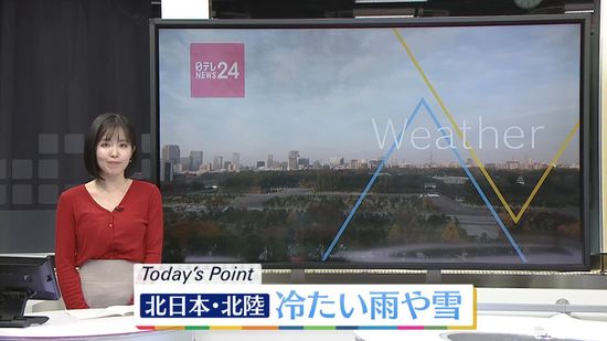 【天気】北日本や北陸で冷たい雨や雪　関東～九州は太平洋側を中心に晴れて空気が乾燥