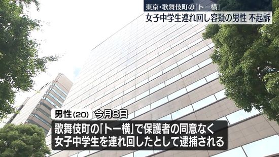 「トー横」で女子中学生を連れ回した疑いで逮捕　20歳男性を不起訴処分