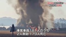 旅客機が着陸に失敗し炎上　乗客・乗員181人のうち179人の死亡を確認　韓国・務安