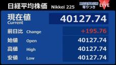 日経平均　前営業日比195円高で寄りつき