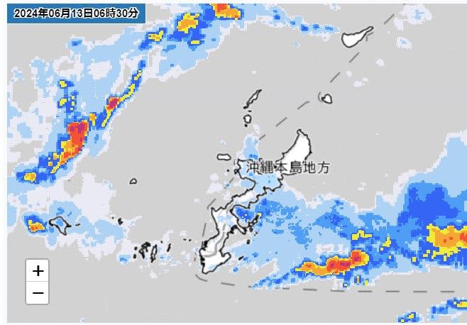 沖縄で大雨洪水警報が継続　自動車道は時速50キロに走行規制　本島中南部には土砂災害警戒情報【6月13日午前6時30分現在】