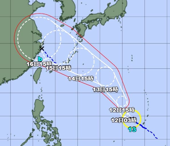 台風13号　14～15日ごろ、暴風域を伴い沖縄地方に接近か　13日から大東島はしけに注意