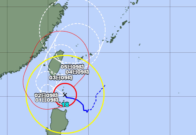 大型で非常に強い台風18号　ゆっくりとした速さに　10月3日～4日にかけ、暴風域伴い沖縄地方に接近か【30日午前9時現在】