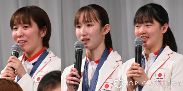 【パリ五輪帰国会見】“銀メダル”卓球女子団体、平野美宇・早田ひな・張本美和「夢の舞台はすごく楽しめた」