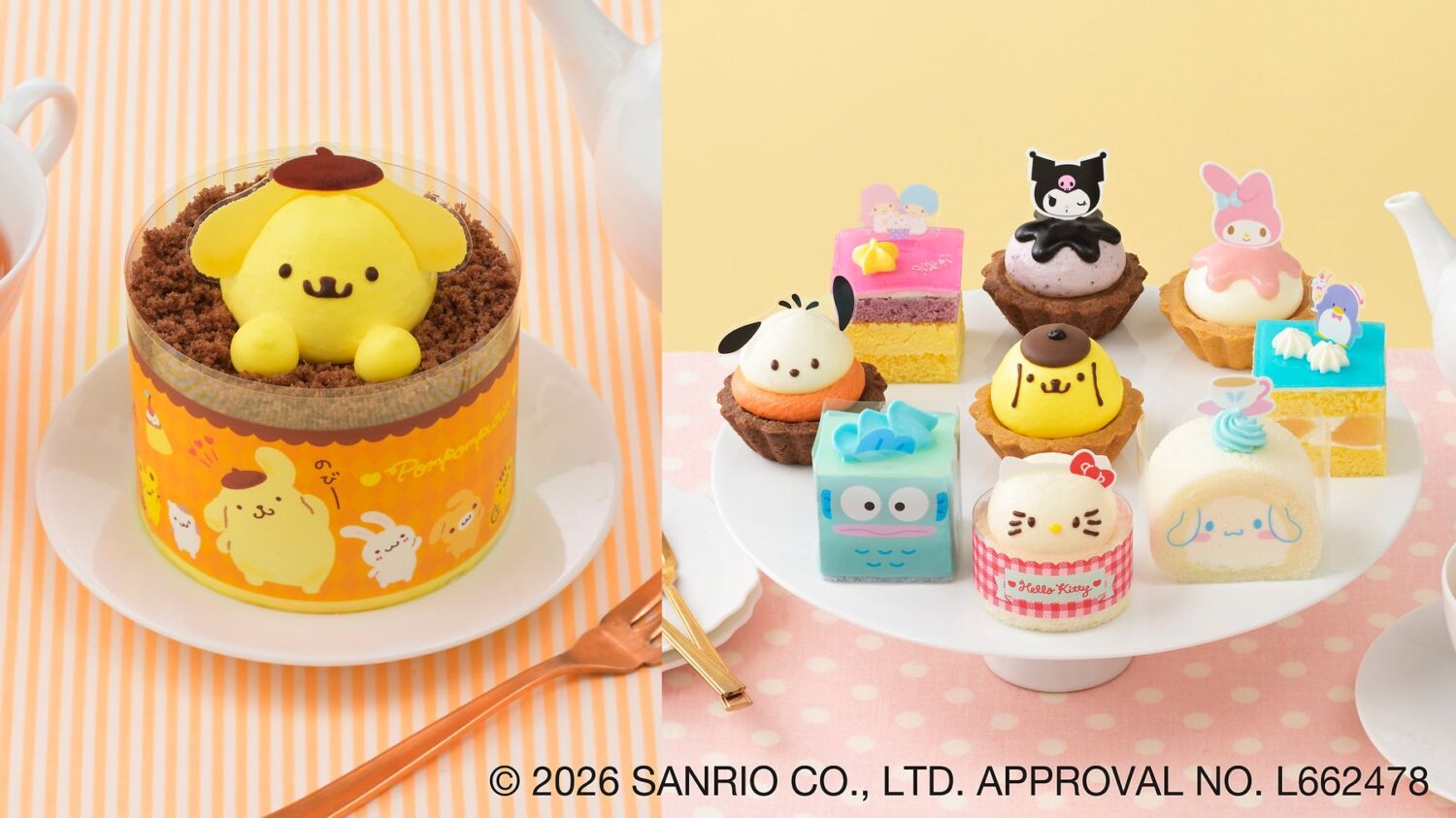 ポムポムプリンをイメージしたケーキや人気キャラクターのプチケーキが