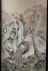 モンハン「雷狼竜ジンオウガ」をふすまに描く　違和感ゼロの作品に驚愕