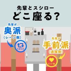 公式X「先輩とスシロー行ったらどこ座る？」→「先輩がレーン側」vs「先輩が通路側」SNSで議論勃発！