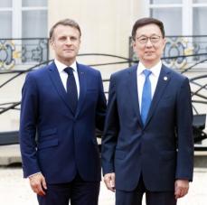韓正副主席 パリ五輪開会式に出席 仏大統領ら各要人との会談も