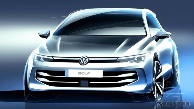 VW『ゴルフ』改良新型、スケッチ公開…実車は1月末発表へ