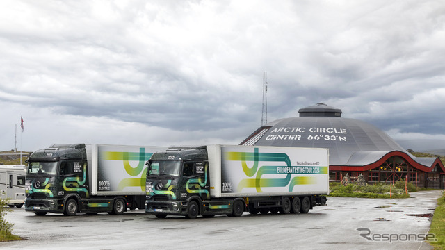 メルセデスの新型EVトラック、一充電で480km走破　12日間で4000km超走り北極圏最北端へ