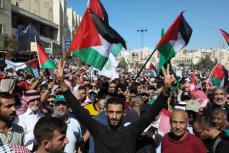 ヨルダン各地でハマス支持デモ、首都アンマンには6000人超集結