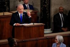 ガザ人質解放を確信、イスラエル首相が米議会演説　議事堂周辺では抗議も