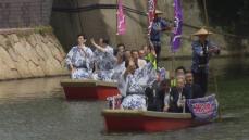 歌舞伎俳優が船で川を下る「船乗り込み」　大勢のファンが博多に