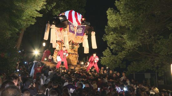 新居浜太鼓祭りが開幕！太鼓台担ぎ石段登る豪快な“かき上げ”に歓声