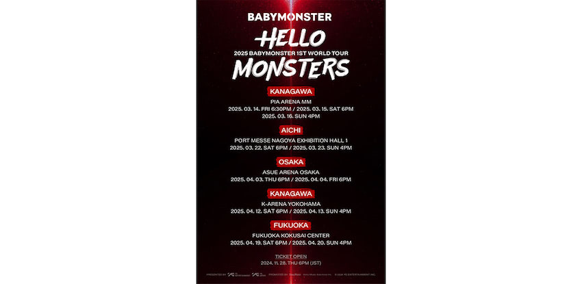 BABYMONSTER、デビュー初ワールドツアー日本公演の詳細発表