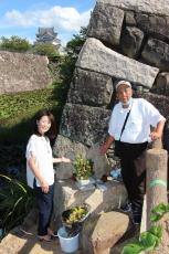 岸和田城の堀に残る「大明神」の石碑　土地の神様として守り続け、これからも