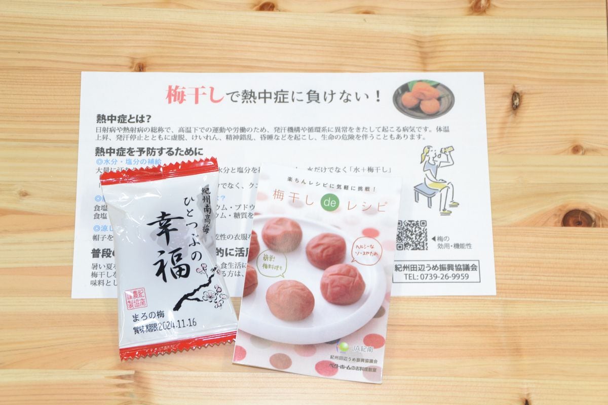梅干しで熱中症予防を　和歌山・田辺の救命講習会で配布