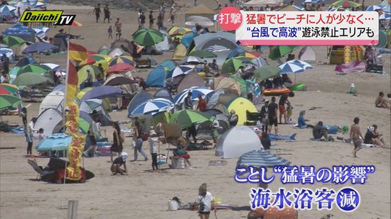 猛暑で海水浴客が減少！？台風の影響で「遊泳禁止」のビーチも（静岡県）