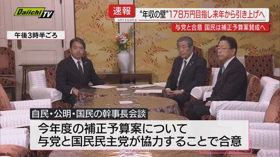 【速報】「１０３万円の壁」２０２５年から引き上げへ…自民･公明･国民民主の３党が合意