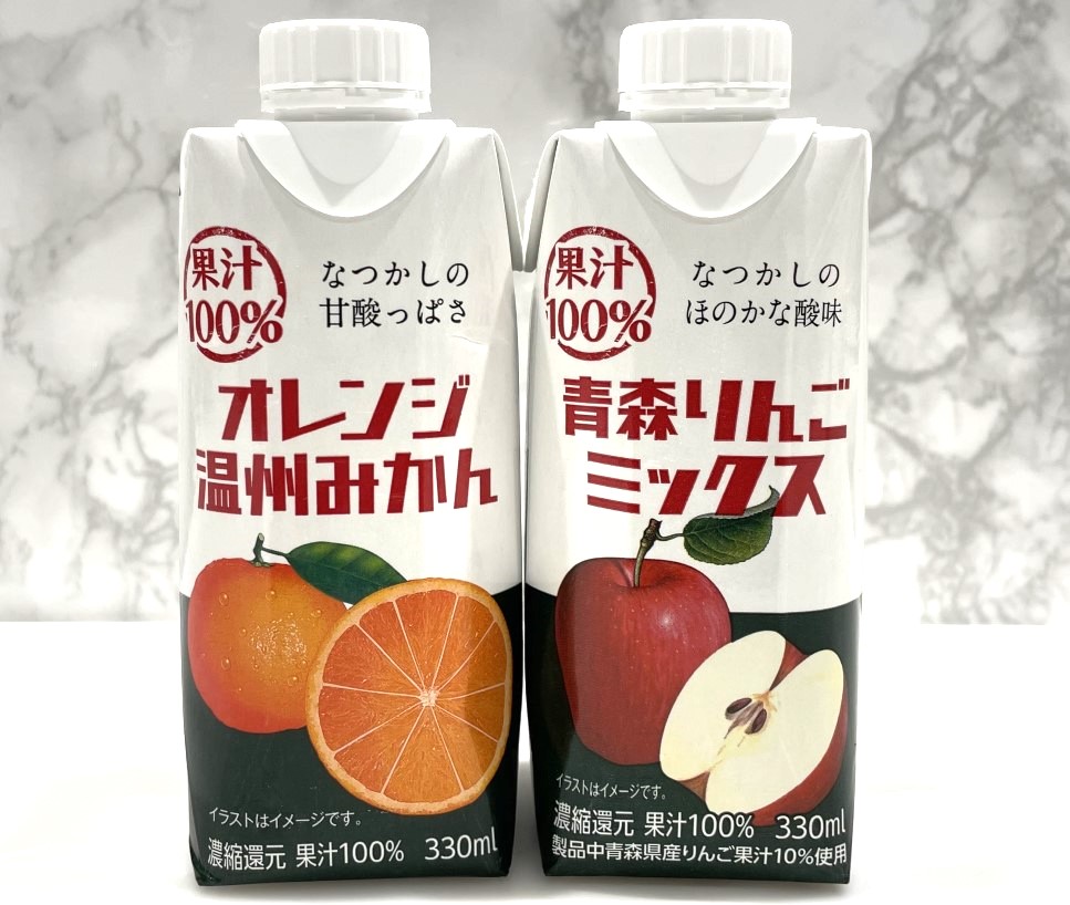 昭和レトロデザインの紙容器入り100％果汁が拡大　第3弾「青森りんごミックス」３日から数量限定発売　エム･シー･フーズ