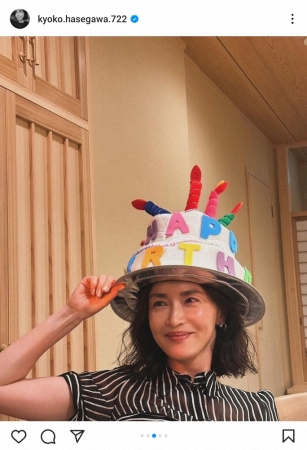 長谷川京子「1つお姉さんに」ひざ上20センチの美脚コーデで46歳の誕生日報告　「可愛すぎる」の声