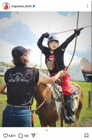 りんごちゃん「大会へ向けて…」馬で疾走する“勇姿”に「運動神経抜群」「カッコよすぎ」「凄い」の声