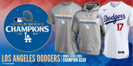 ドジャース「MLBワールドシリーズ2024」優勝記念公式グッズの販売開始　Tシャツなど35商品超