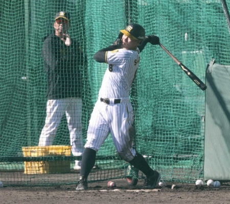 まるで大谷！　阪神・佐藤輝がランチ特打で中堅から左方向に柵越え連発　バックスクリーン越え特大弾も